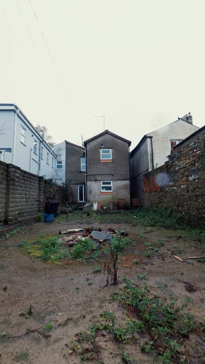 Rear plot of the five-apartment scheme before building work